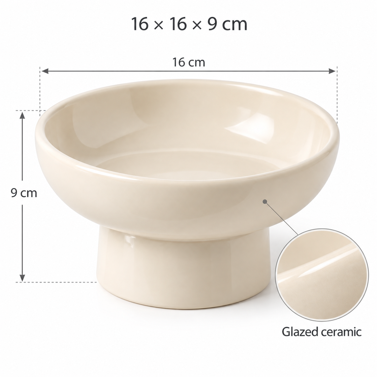 WhiskerRest Wide Cat Bowl — dimensions and material