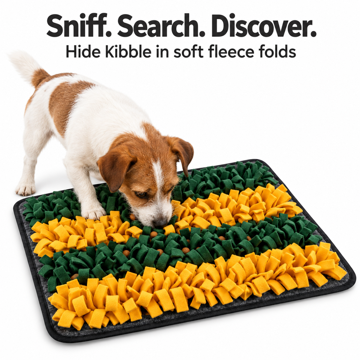 TreatTrail Snuffle Mat — Sniff. Search. Discover.. Hide kibble in soft fleece folds