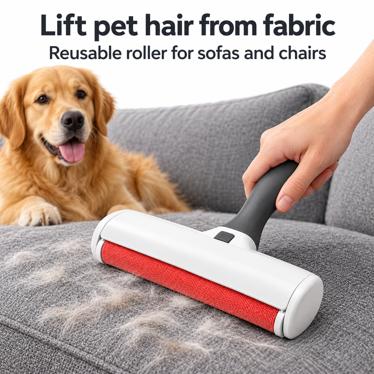 FurLift Reusable Roller — Lift pet hair from fabric. Reusable roller for sofas and chairs