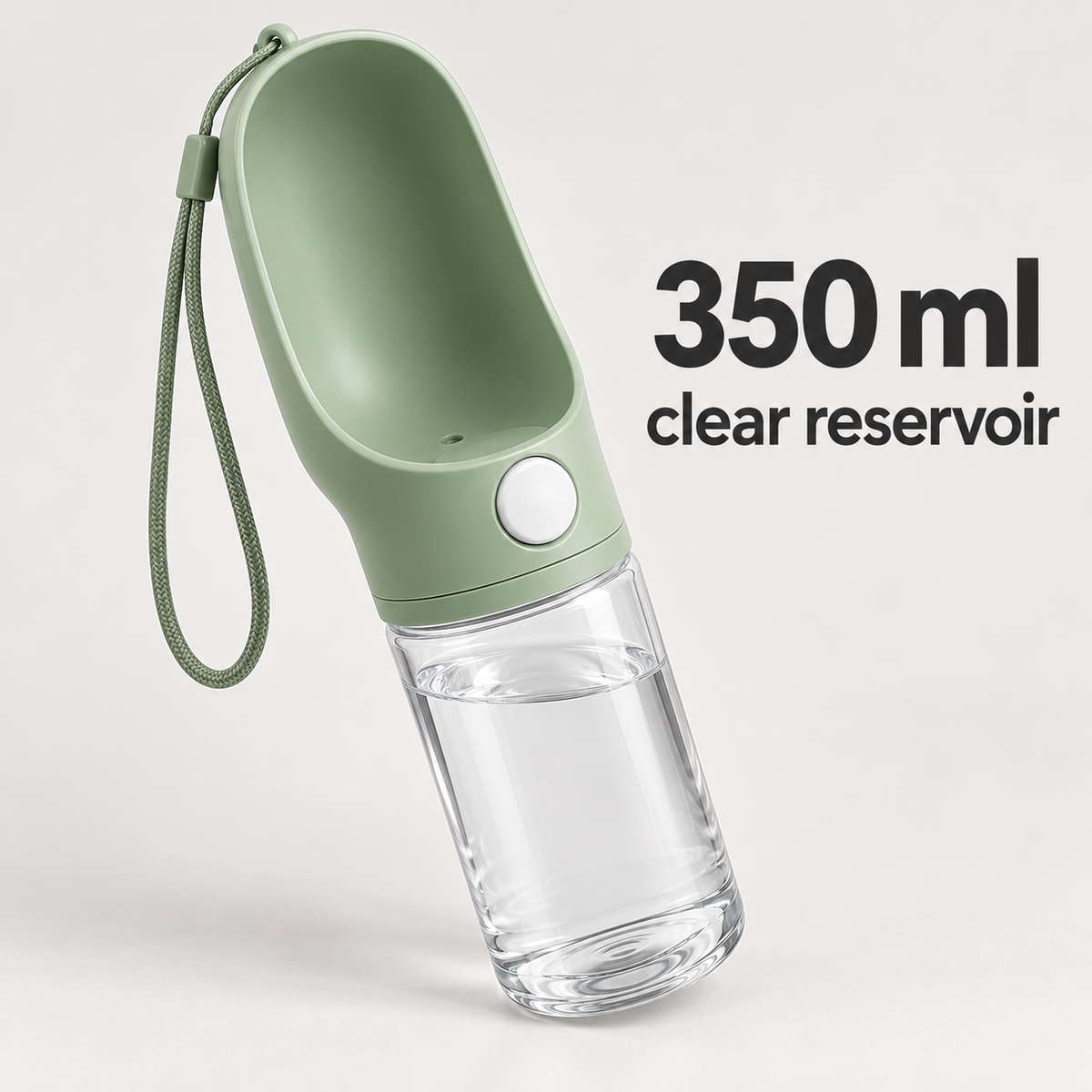 SipGo Travel Water Bottle — 350 ml clear reservoir